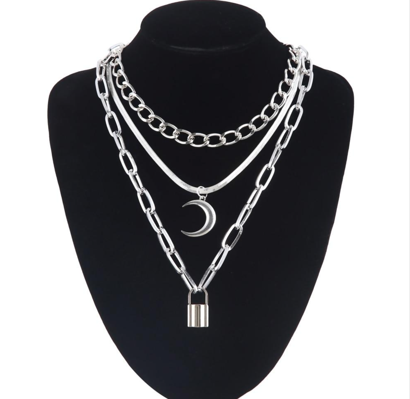 Layered Crescent Chain Necklace